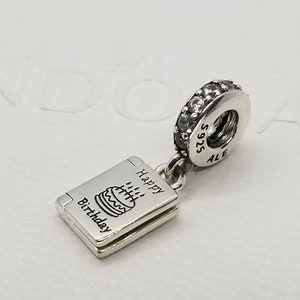 New Happy Birthday Wishes  Charm /  Charm for Pandora bracelet / s925 Sterling Silver / Velvet Gift Pouch