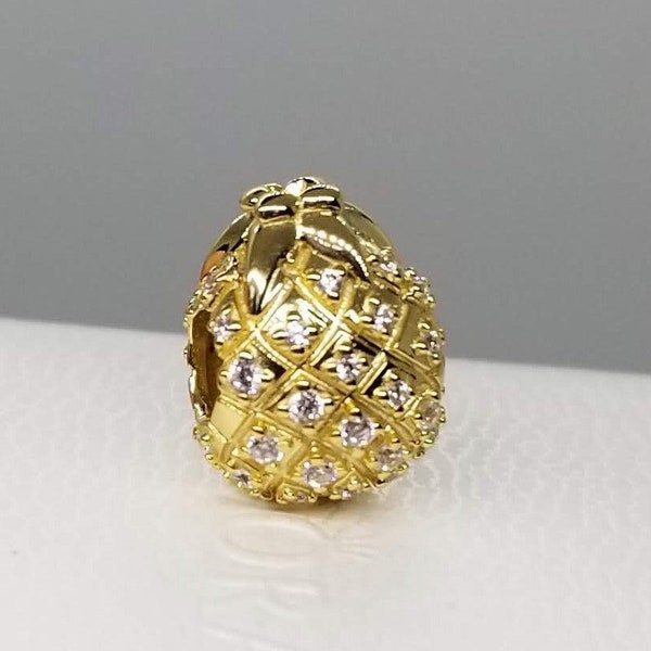 Authentic Pandora golden PINEAPPLE  Charm / New / s925 Sterling Silver / Velvet Gift Pouch