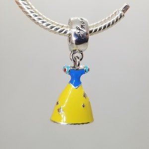 New  Snow White Dress  Charm / Disney Charm for Pandora bracelet / s925 Sterling Silver / Velvet Gift Pouch