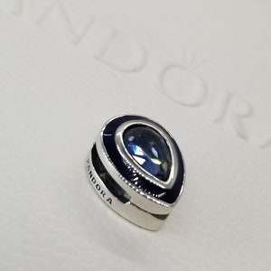 Authentic Pandora Dazzling Blue Droplet Clip reflexions  Charm / New / s925 Sterling Silver / Velvet Gift Pouch