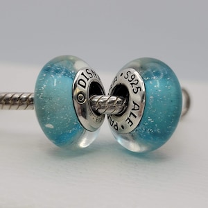 New Set Of 2 Charms Elsa Signature Murano / Disney, Pandora / New / s925 Sterling Silver / Velvet Gift Pouch