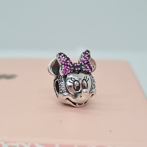 New Minnie Portrait  Clip  Charm / Disney / Charm for Pandora bracelet / s925 Sterling Silver / Velvet Gift Pouch
