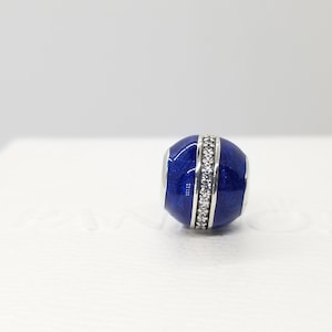 New Silver Blue Enamel Orbit Charm for Pandora Moments bracelet / s925 Sterling Silver / Velvet Gift Pouch