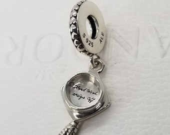 New HARD WORK PAYS off Hat Charm for Pandora Moments bracelet / s925 Sterling Silver / Velvet Gift Pouch