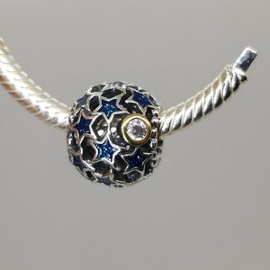 New Night Sky Charm Blue Charm for Pandora Moments bracelet / s925 Sterling Silver / Velvet Gift Pouch
