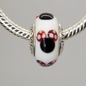 New  Minnie Mouse  Murano Glass Charm  / Disney Charm for Pandora bracelet / s925 Sterling Silver / Velvet Gift Pouch