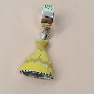New  Belle Dress   Charm / Disney /  Charm for Pandora bracelet / s925 Sterling Silver / Velvet Gift Pouch