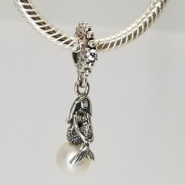 Authentic Pandora The Little Mermaid Luminous Ariel  Charm / New / s925 Sterling Silver / Velvet Gift Pouch