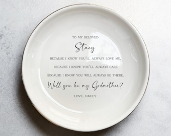 Regalo personalizzato per la proposta di matrimonio della madrina: portagioie in ceramica