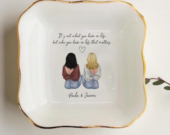 Personalized Bestie Ceramic Ring Dish: Friendship Jewelry Gift