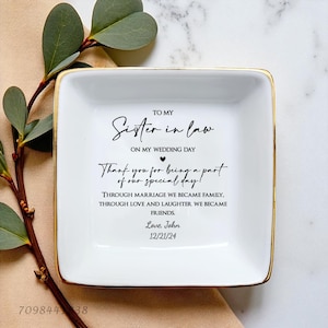 Sister In Law Ring Dish, Sister in Law Gift, Sister of The Groom, Wedding Dish Thank You Gift, Stepsister Jewelry Dish, Future Sister in Law