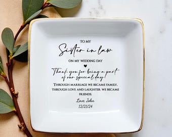 Sister In Law Ring Dish, Sister in Law Gift, Sister of The Groom, Wedding Dish Thank You Gift, Stepsister Jewelry Dish, Future Sister in Law