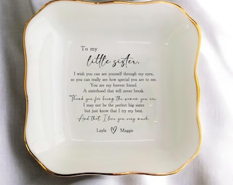 Personalized Little Sister Ring Dish: Ceramic Jewelry Holder