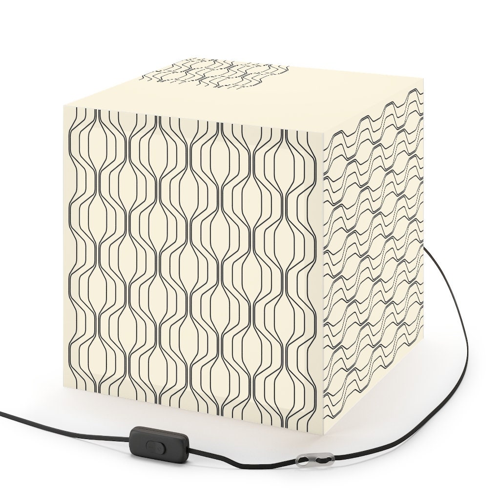 Quadratische Holz Tischleuchte mit Beige quadratischelampen | Etsy