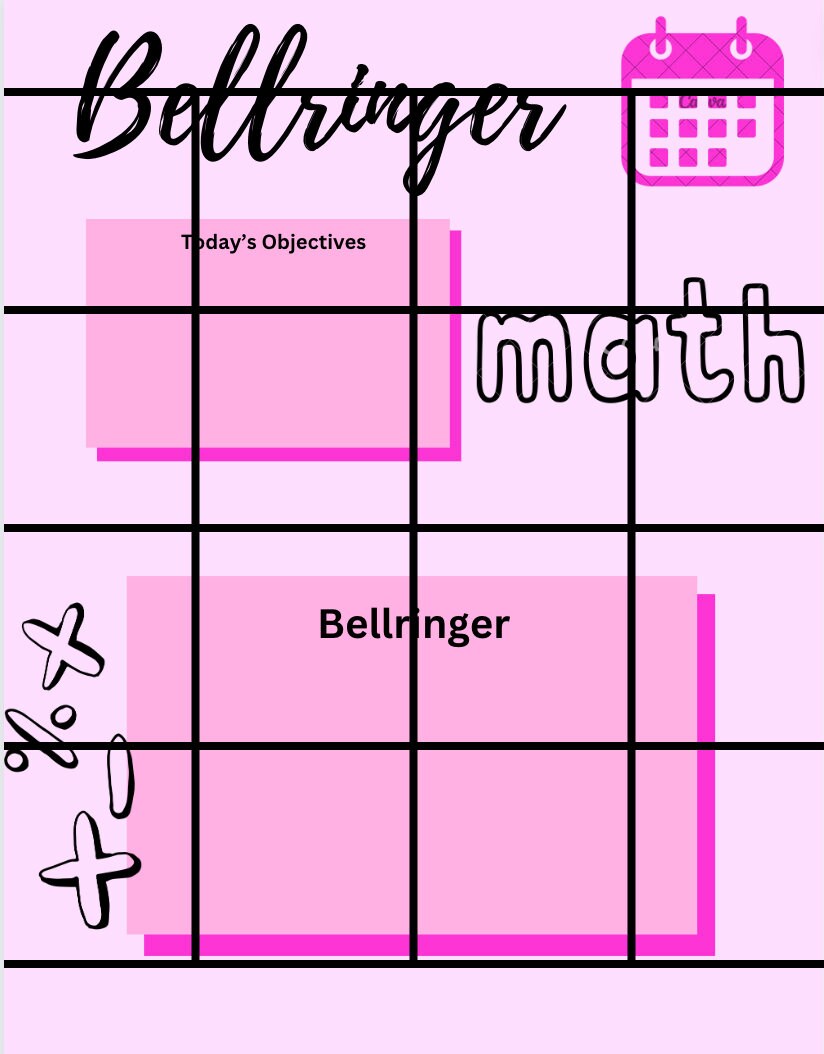 Back to School Bellringer Paper Chart for Math Teachers and Students K ...