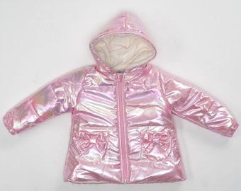 Beautiful baby girls coat in iridescent  pink lilac white up to 5/6 years