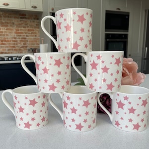 Pink Stars- 12oz Fine Bone China Mug