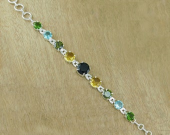 Black Onyx and Mix Gemstone 925 Sterling Silver Handmade