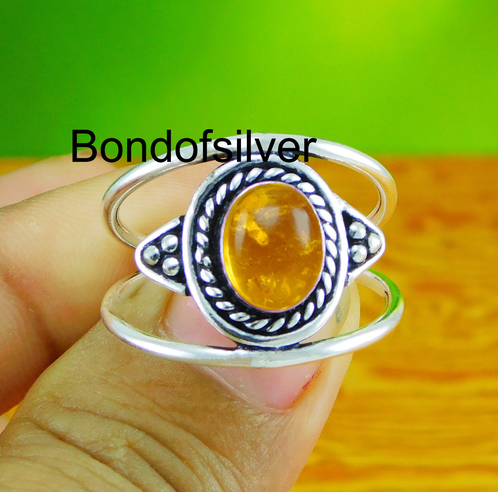 Amber Gemstone, 925 Sterling Silver, handmade Ring, Ring Size 5 to 10, boho Ring, ooak ring, Amber Ring, Gift