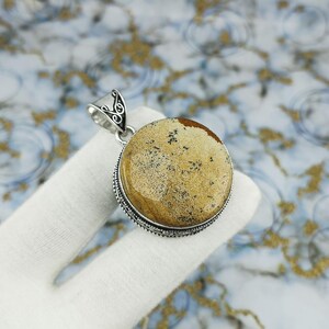 Jasper 925 Sterling Silver Pendant - Handmade Statement Jewelry