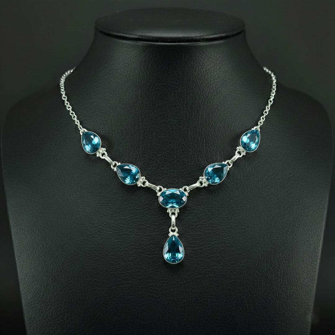 London Blue Topaz Necklace | 925 Sterling Silver | Gifts for Her ...