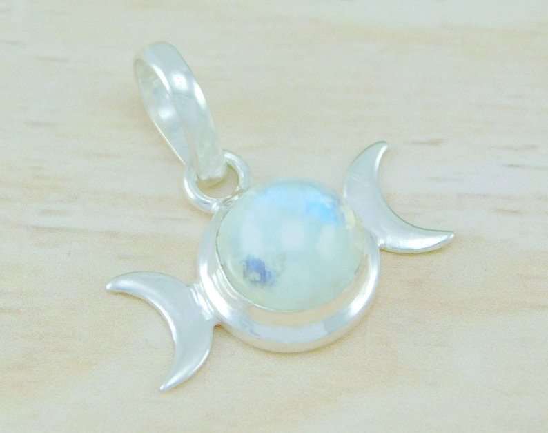 Rainbow Moonstone Solid 925 Sterling Silver Pendant Boho Pendant Rainbow Moonstone Pendant ooak Pendant