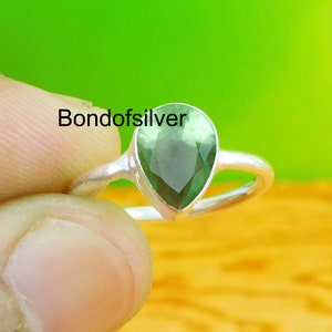 Green Amethyst Sterling Silver Ring: Handmade Ethnic Gemstone Ring