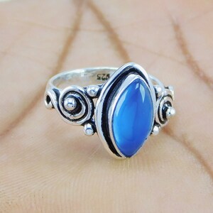Opalite Stone Ring: 925 Sterling Silver Plated Boho Ring