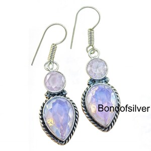 Rose Quartz Earring, Rose Quartz Gemstone 925 Sterling Silver Earring, Handmade earring, Gift for Her, Gemstone Jewelry