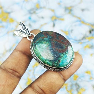 Natural Turquoise Sterling Silver Pendant: Handmade Designer Jewelry