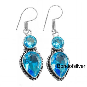 Blue Topaz Sterling Silver Earrings: Handmade Gemstone Jewelry