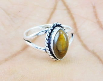 Tiger's eye stone 925 Sterling Silver Ring US Size 5 to 10 , Boho Ring, ooak Ring, Tiger's eye stone, Ring