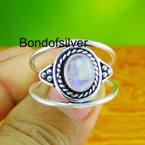Rainbow Moonstone Sterling Silver Ring: Boho Gemstone Jewelry