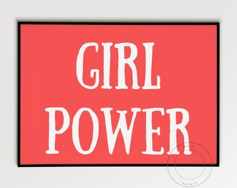 Girl Power Print, Girls Bedroom Poster, Typography Wall Art, Decor For Nursery, retro art print, Inspirational Quote, Girl Power Printable