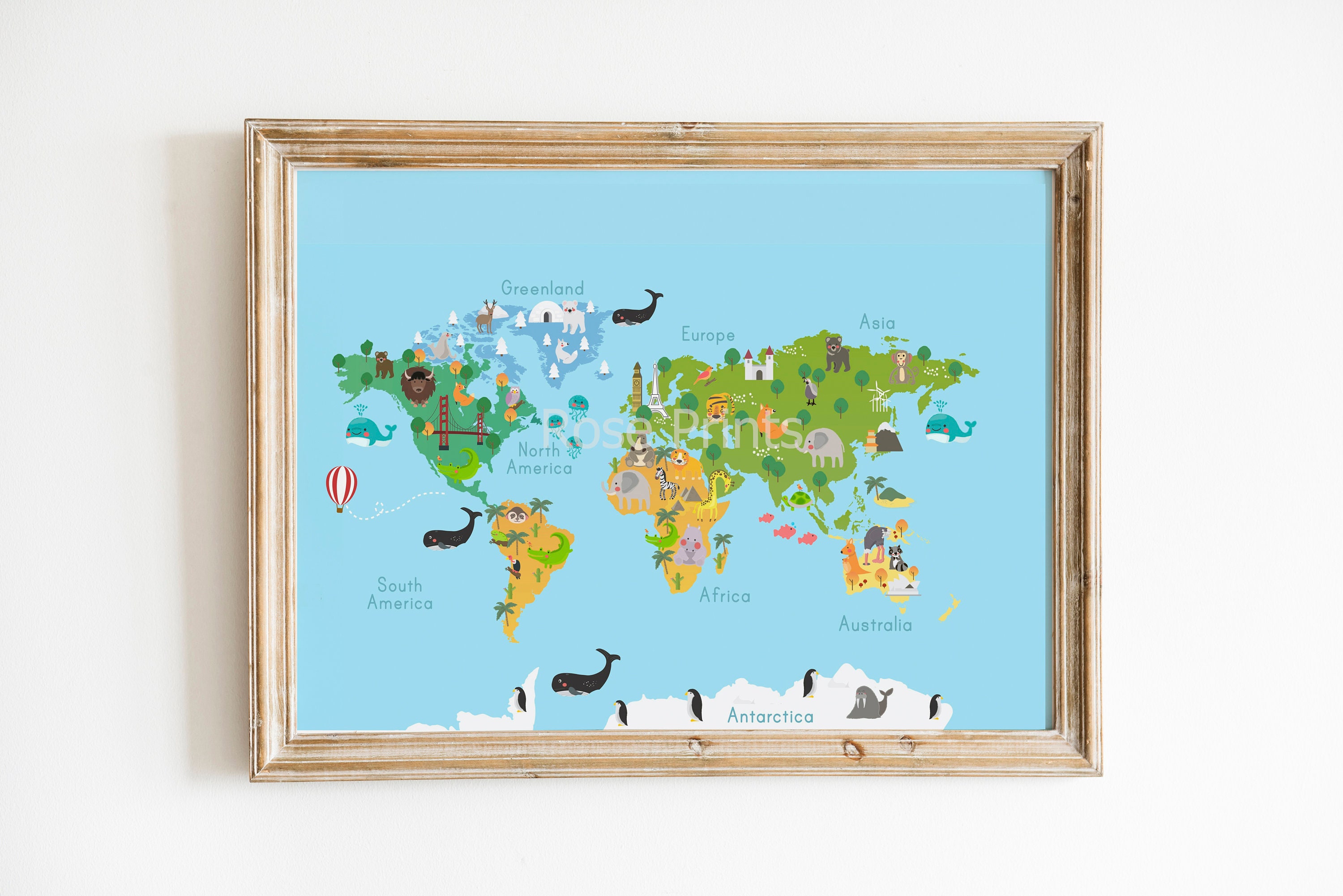 World Map Kids Print, Map of the World, Educational Posters for