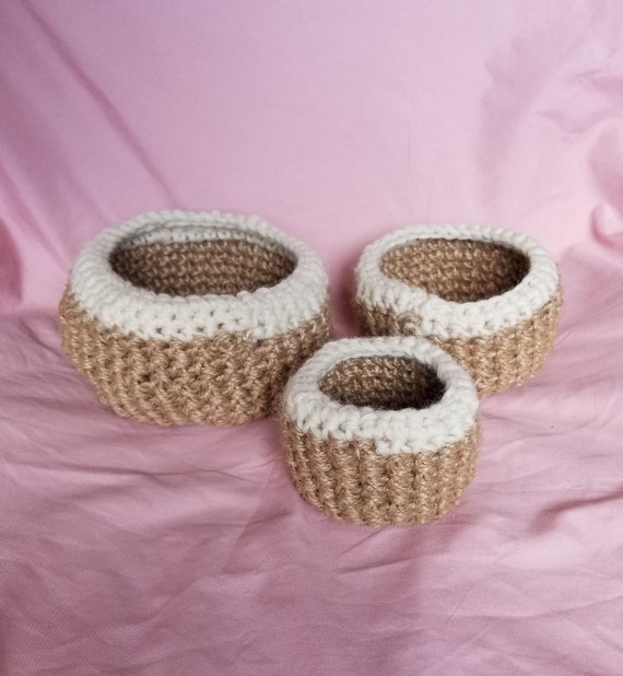 Small Jute Nesting Baskets Set of 3 Small Medium Large Etsy