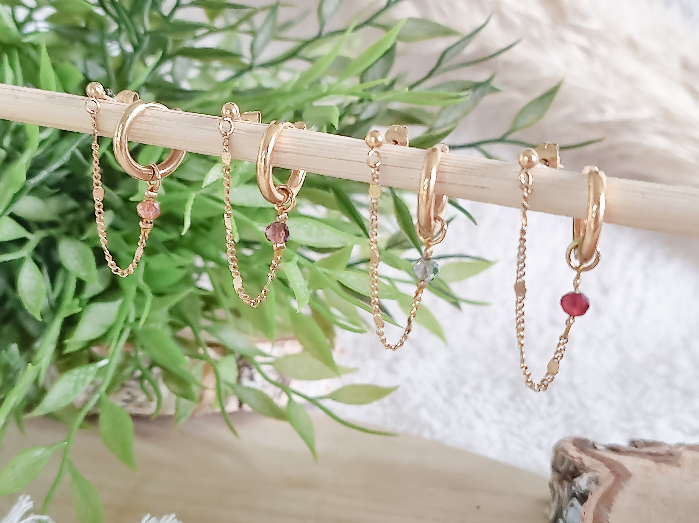Boucles d'oreilles filetées plaqué or | Boucles été | Boucles d
