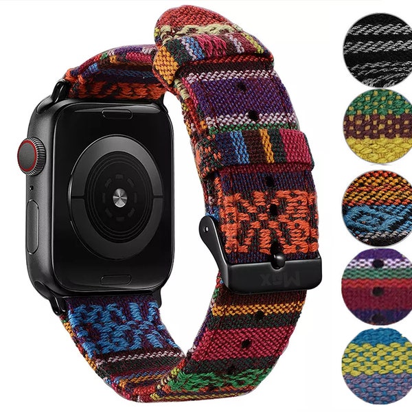 Max Tribal Fabric Watch Strap Compatible with all Apple iWatch Series Ultra, 8, 7, 6, 5, 4, 3, 2, 1 - 38mm/40mm/41mm & 42mm/44mm/45mm/49mm