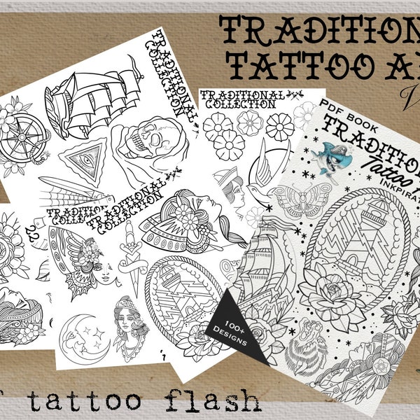 Traditional tattoos l Vol.1 l pdf book 100+ designs