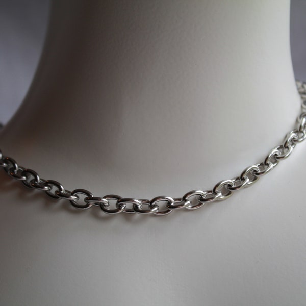 6x8mm Chunky Rolo Cable stainless steel chain Necklace Choker Available 14"-36" Stacking, Simple, Statement, Cute, Chunky, Jewellery, Alt