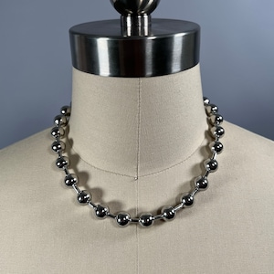 Large 10mm ball chain oversized stainless steel necklace / choker, 14&quot; 16&quot; 18&quot; 20&quot; 24&quot; 30&quot; 36&quot; or custom size Jumbo, 90&#39;s, Cute, Retro, Alt