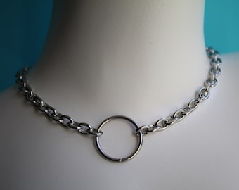 O-ring stainless steel necklace rolo cable chain choker available lengths 14&quot;-36&quot; Stacking Statement Cute Jewellery Alt day collar oring