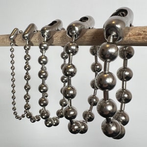 Ball chain bracelet stainless steel anklet widths from dainty to giant 4mm 6mm 8mm 10mm 12mm 90&#39;s, Cute, Retro, Alt