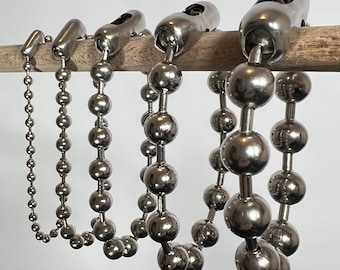 Ball chain bracelet stainless steel anklet widths from dainty to giant 4mm 6mm 8mm 10mm 12mm 90&#39;s, Cute, Retro, Alt