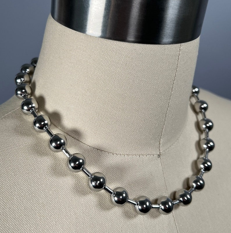 Large 10mm ball chain oversized stainless steel necklace / choker, 14 16 18 20 24 30 36 or custom size Jumbo, 90's, Cute, Retro, Alt image 2