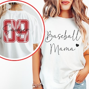 Custom Baseball Mom Shirt Comfort Colors, Baseball Mama Shirt, Personalized Baseball Tee, Game Day Tee, Baseball Team Gift, Your Name Number