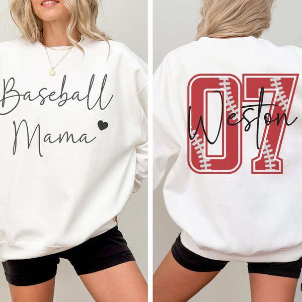 Custom Baseball Mom Sweatshirt, Personalized Baseball Shirt, Baseball Mama Crewneck, Game Day Sweater, Baseball Team Gift, Your Name Number