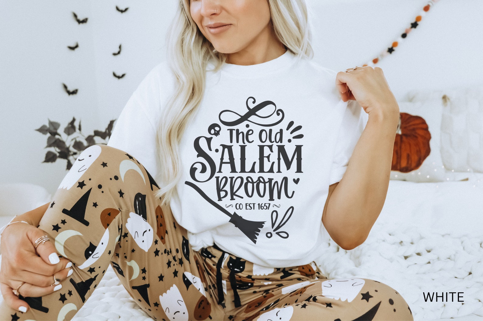 T-shirt Unisexe Blanc Satirique Salem Sématary - Neuf Avec étiquettes, Style Oxy