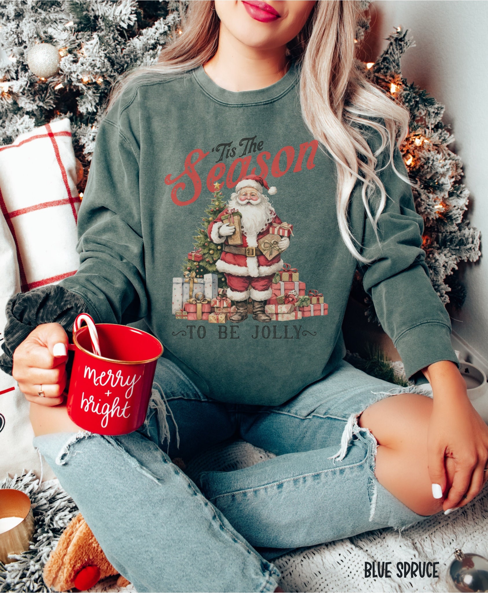 Retro Christmas Sweater Cute Vintage Santa Sweater 90s 
