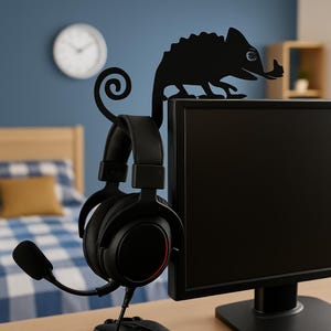 Headset Chameleon Headset Holder / Headphone Holder for Screen Individually for the desk, home office or office image 2